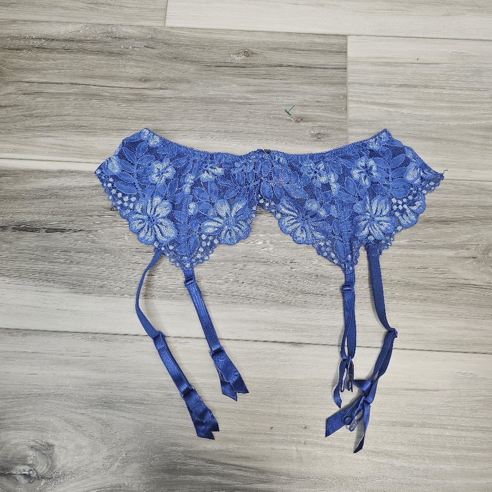 Y2k Victorias Secret Blue Lace Garter Belt Sz L